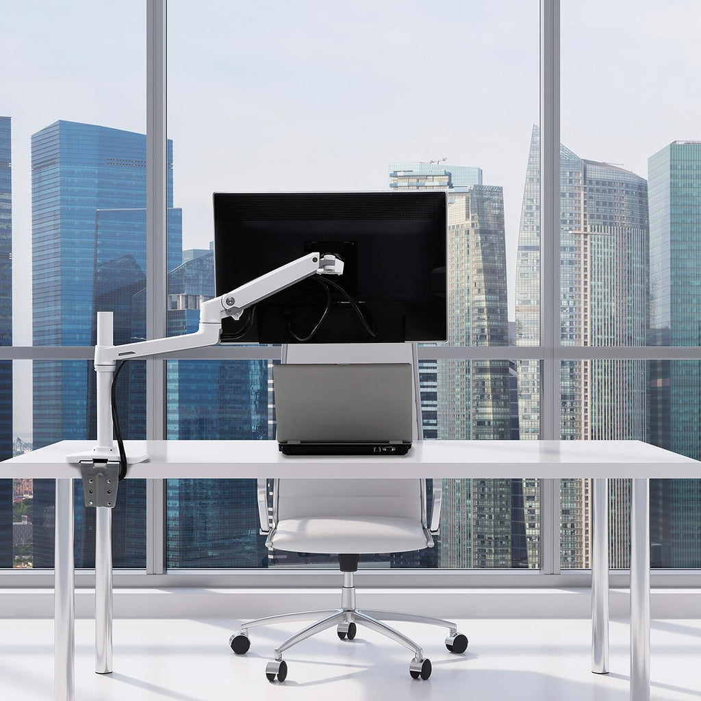 Transform Your Workspace with the LX Single Monitor Desk Mount Arm - Perfect for Flat and Curved Monitors Up to 34 Inches!