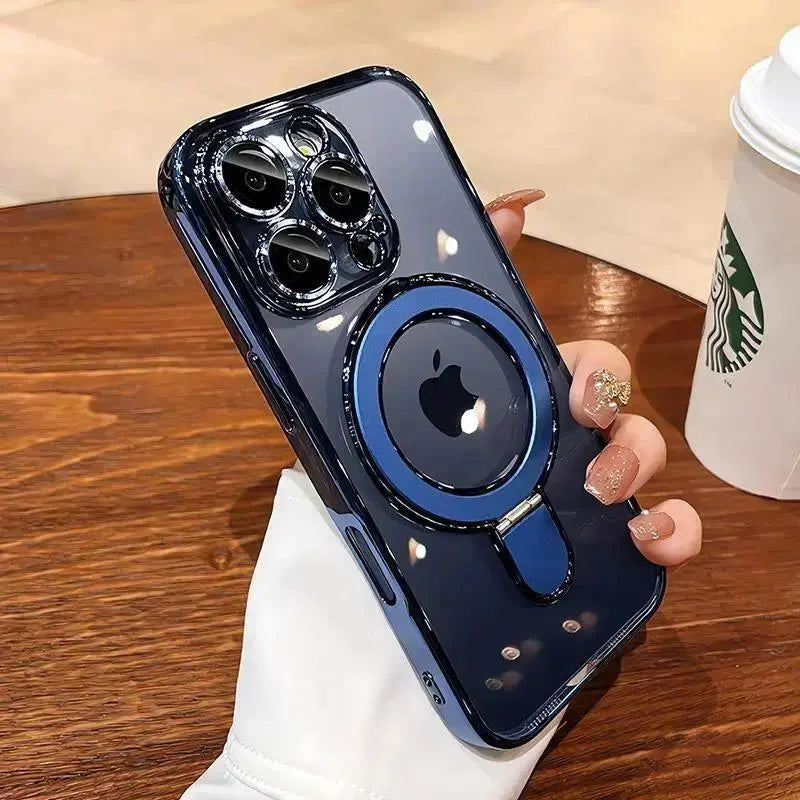 Elevate Your Style with the Ultimate 3-in-1 Luxury Electroplated Phone Case - Built-In Stand & Camera Protector for iPhone 17 Pro Max/17 Air/16/15/14/13/12, Magsafe Compatible, Military-Grade Protection
