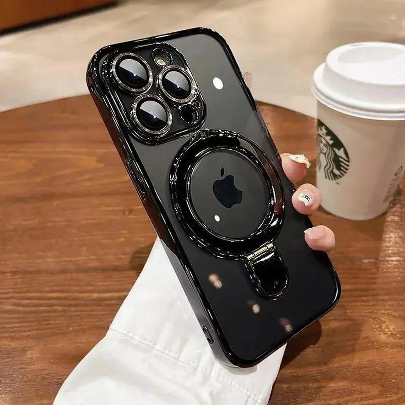 Elevate Your Style with the Ultimate 3-in-1 Luxury Electroplated Phone Case - Built-In Stand & Camera Protector for iPhone 17 Pro Max/17 Air/16/15/14/13/12, Magsafe Compatible, Military-Grade Protection