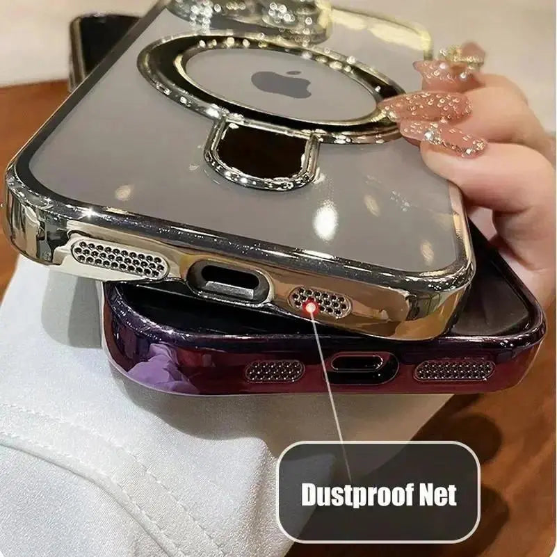 Elevate Your Style with the Ultimate 3-in-1 Luxury Electroplated Phone Case - Built-In Stand & Camera Protector for iPhone 17 Pro Max/17 Air/16/15/14/13/12, Magsafe Compatible, Military-Grade Protection