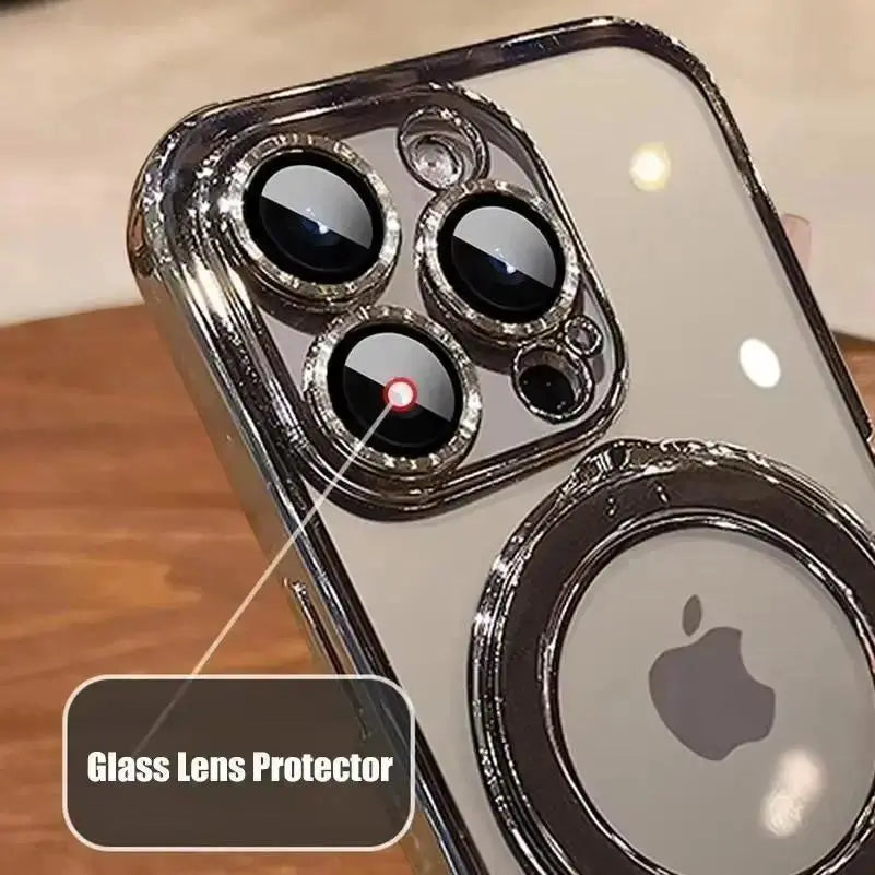 Elevate Your Style with the Ultimate 3-in-1 Luxury Electroplated Phone Case - Built-In Stand & Camera Protector for iPhone 17 Pro Max/17 Air/16/15/14/13/12, Magsafe Compatible, Military-Grade Protection