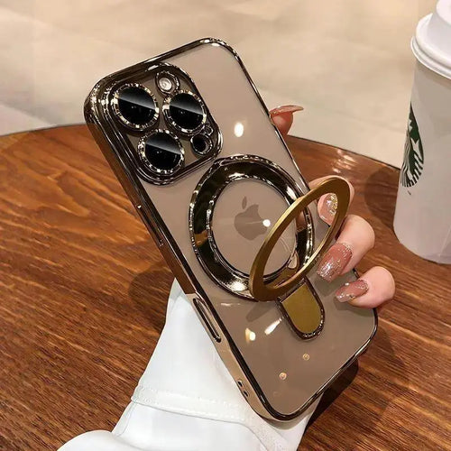 Elevate Your Style with the Ultimate 3-in-1 Luxury Electroplated Phone Case - Built-In Stand & Camera Protector for iPhone 17 Pro Max/17 Air/16/15/14/13/12, Magsafe Compatible, Military-Grade Protection